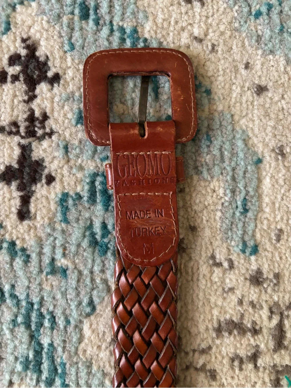 Brown Braided Leather Belt with Brass Buckle